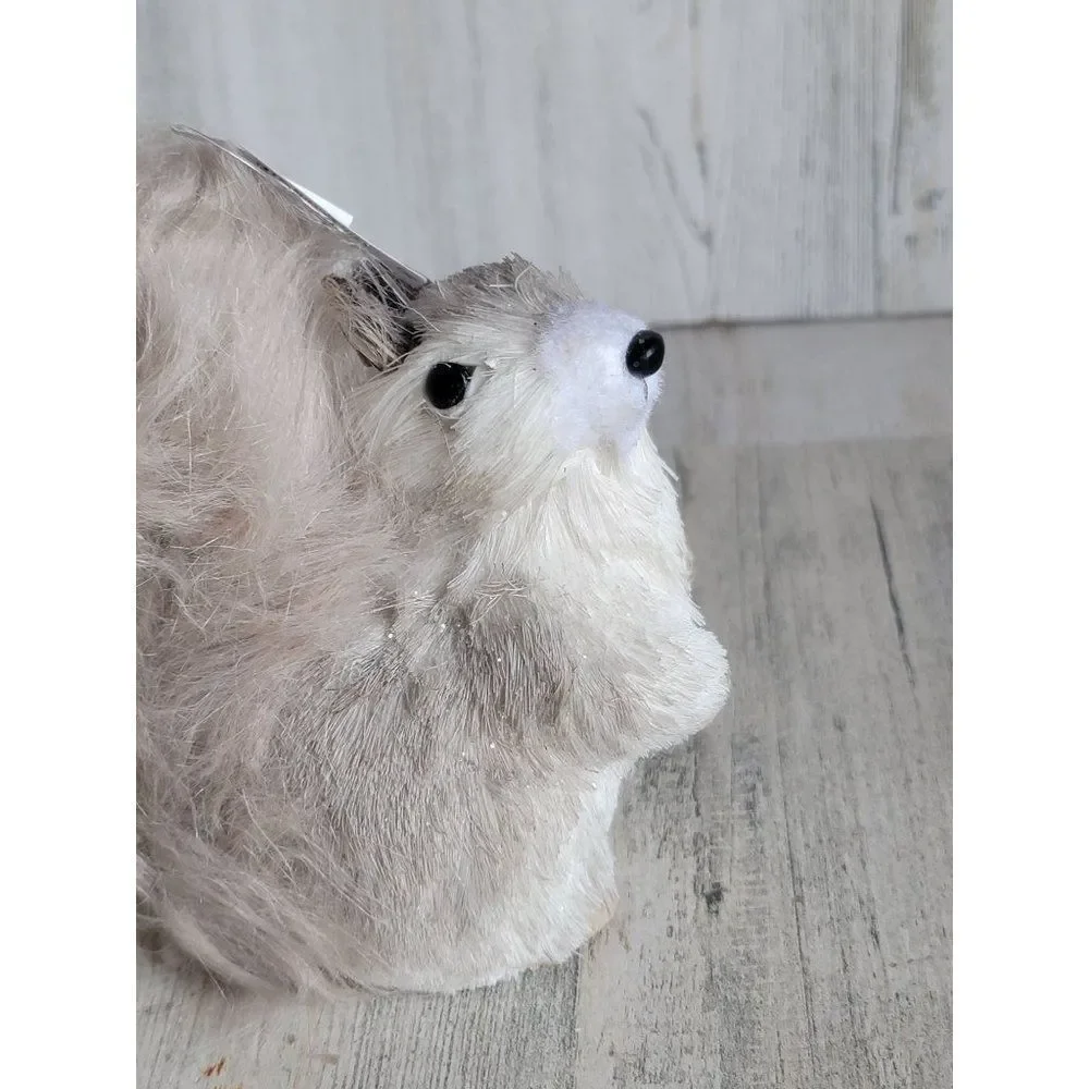 Pier 1 mini bristle‎ brush winter squirrel glitter Xmas figure